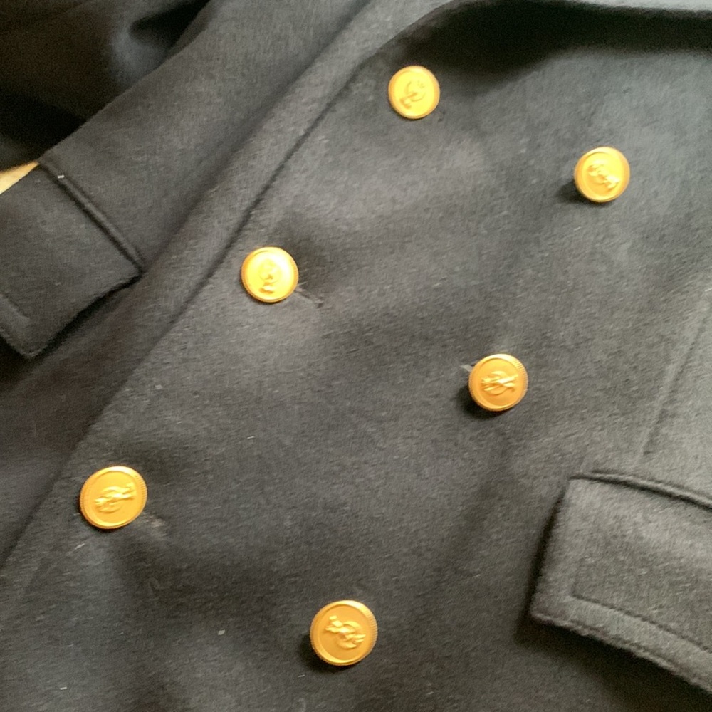 Vintage Navy Military Double Breasted Wool Coat - Picture 9 of 17